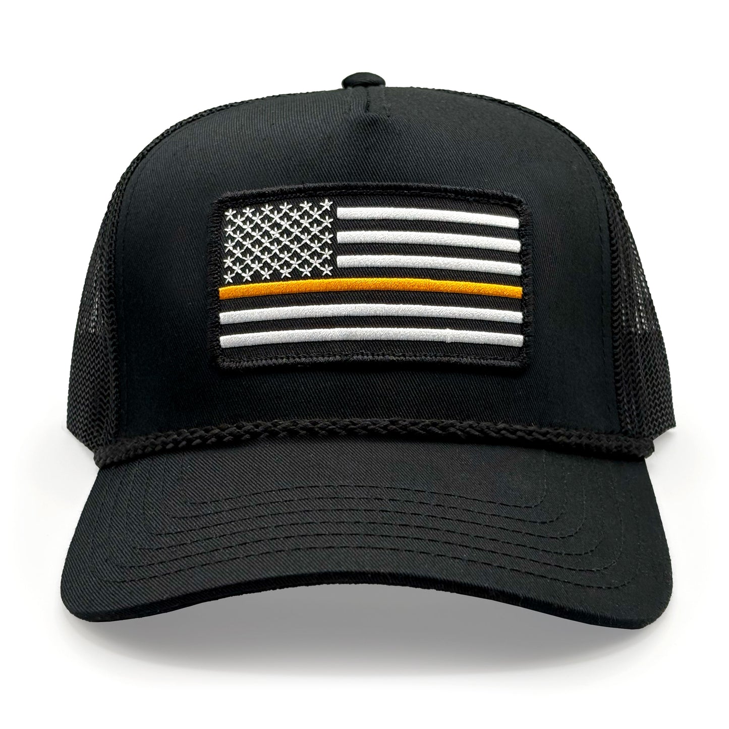 Orange Line American Flag - Mesh Back Trucker Hat