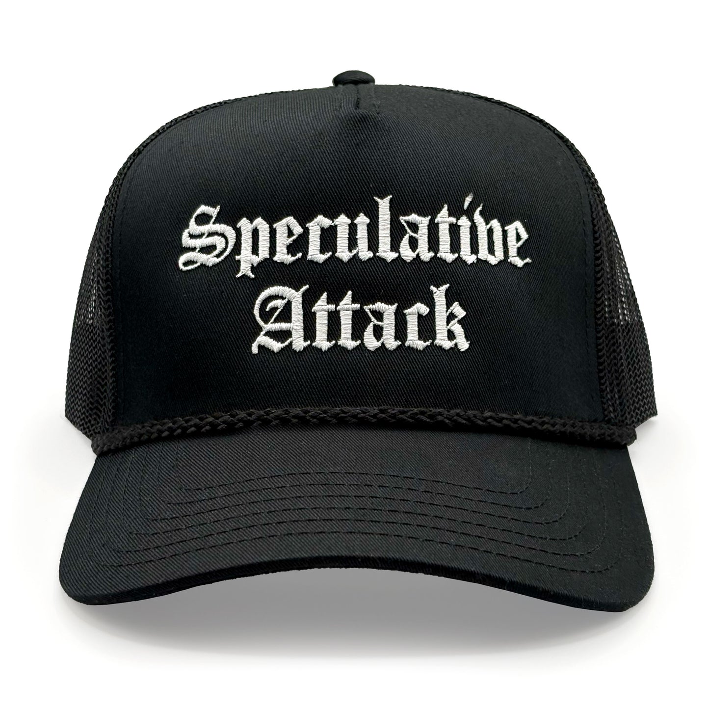 Black Speculative Attack Hat - White blackletter
