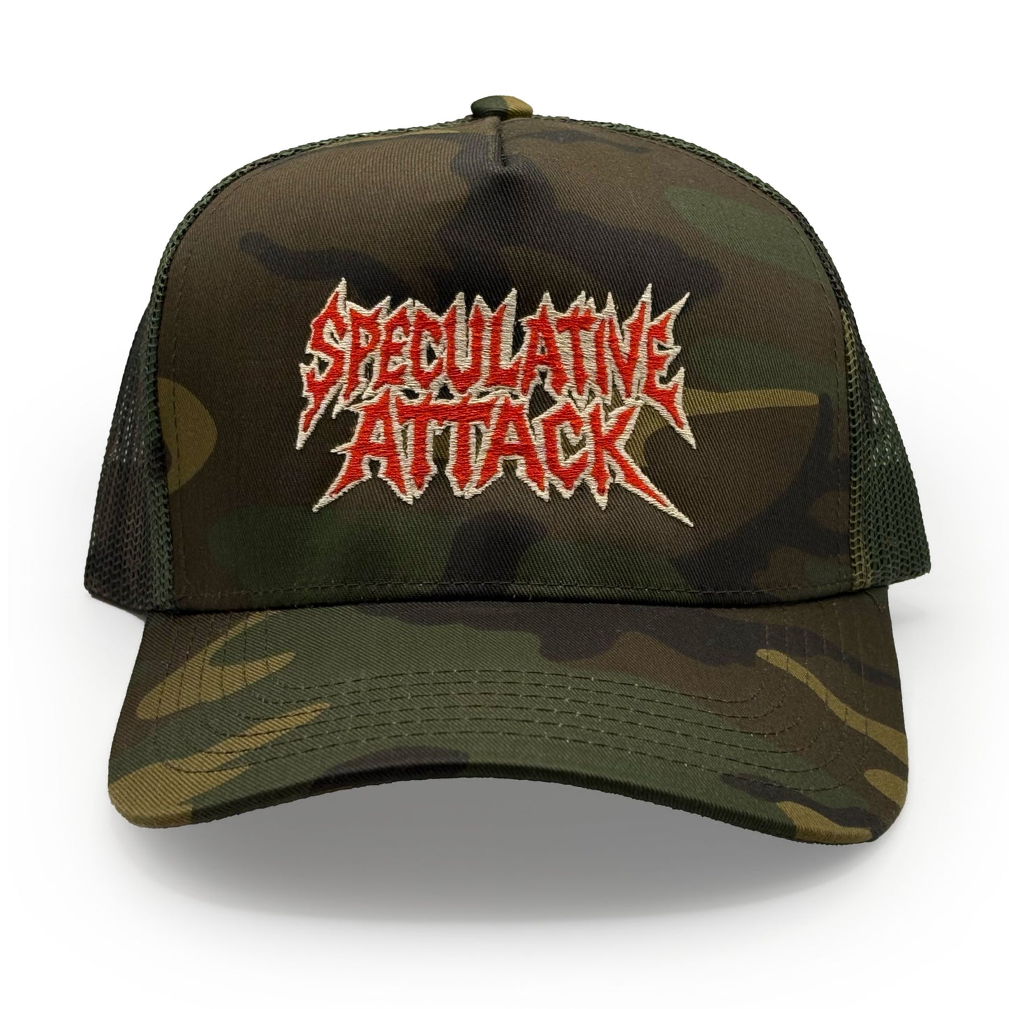 Camo Speculative Attack Hat- Red Death Metal