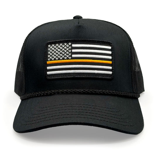 Orange Line American Flag - Mesh Back Trucker Hat