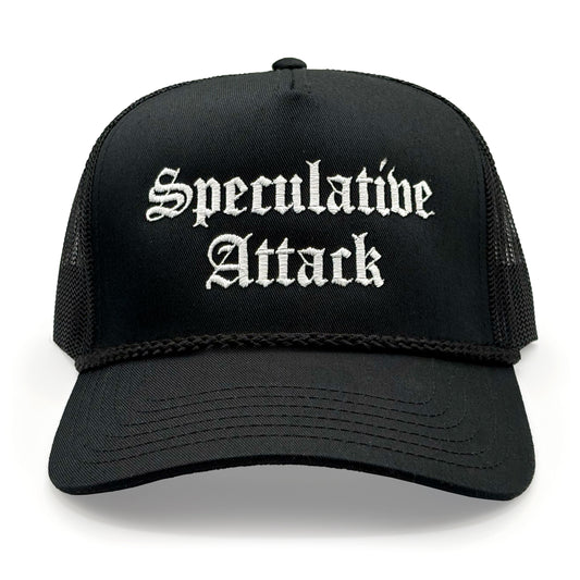 Black Speculative Attack Hat - White blackletter