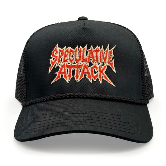 Black Speculative Attack Hat- Red Death Metal