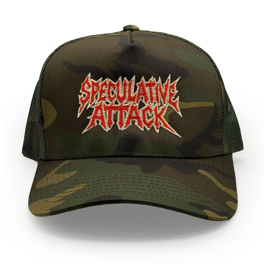 Camo Speculative Attack Hat- Red Death Metal